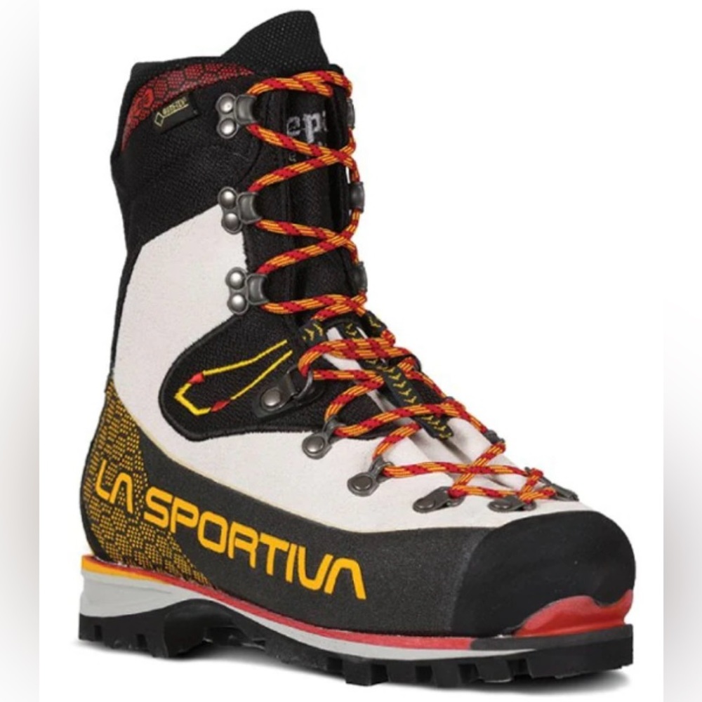 La Sportiva Women's White Black Yellow Lace-Up Mountaineering Boots